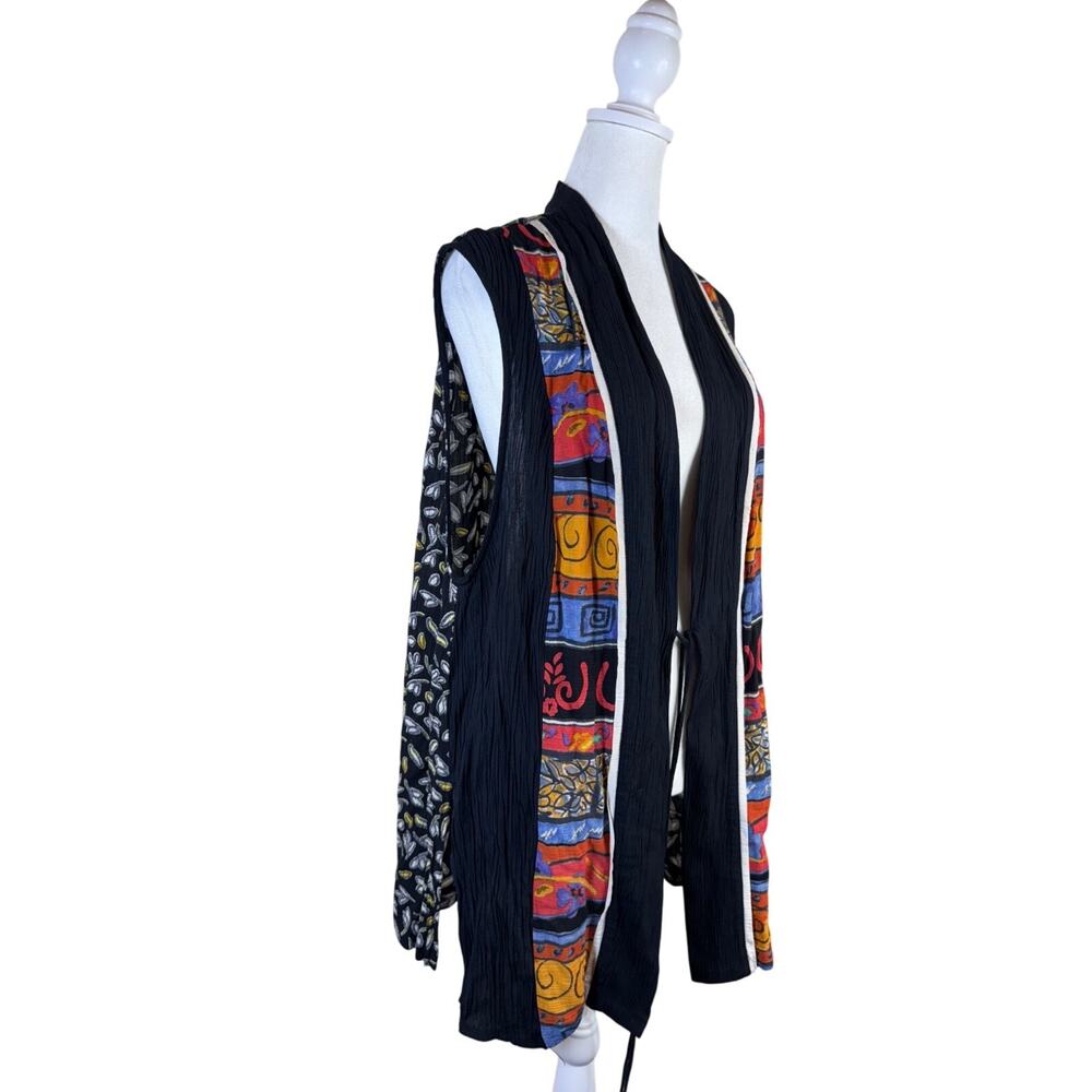 Carole Little Multicolor Boho Vest Floral Abstract Artsy Size‎ 14 Rayon Gypsy